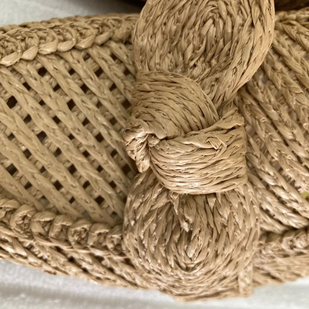 Charles David Tan Woven Flats with Bow Detail